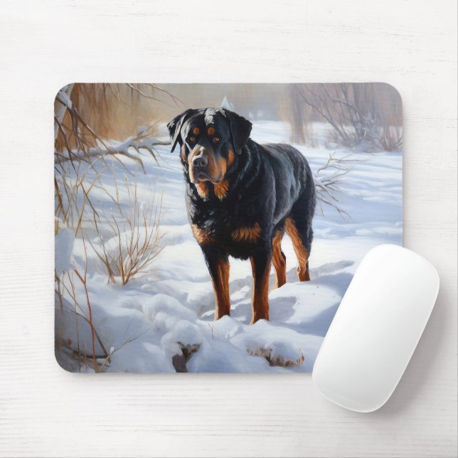 Rottweiler lässt es Weihnachten schneien Mousepad (Mit Mouse)
