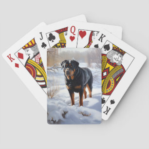 Rottweiler lässt es Weihnachten schneien Spielkarten