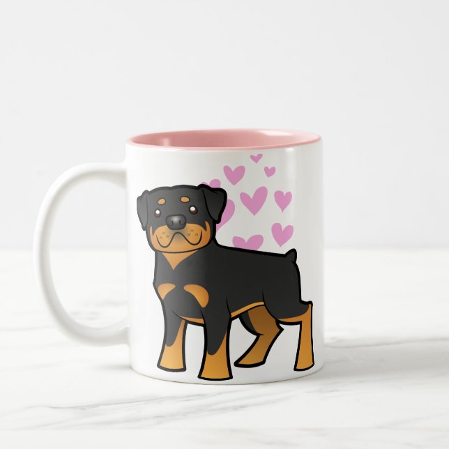 Rottweiler Liebe Zweifarbige Tasse (Links)