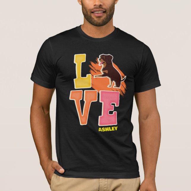 Rottweiler liebt niedliche Farbe T-Shirt (Vorderseite)