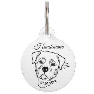 Rottweiler Line Art Personalized Tag Haustiermarke
