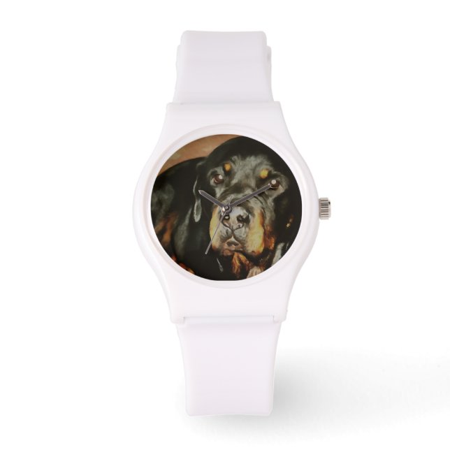 Rottweiler Lover Pet Portrait Armbanduhr (Vorderseite)