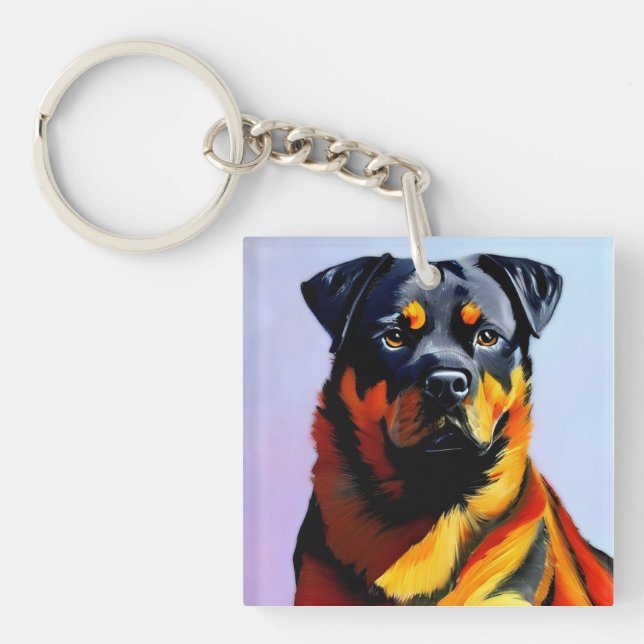 Rottweiler-Malerei Schlüsselanhänger (Vorderseite)