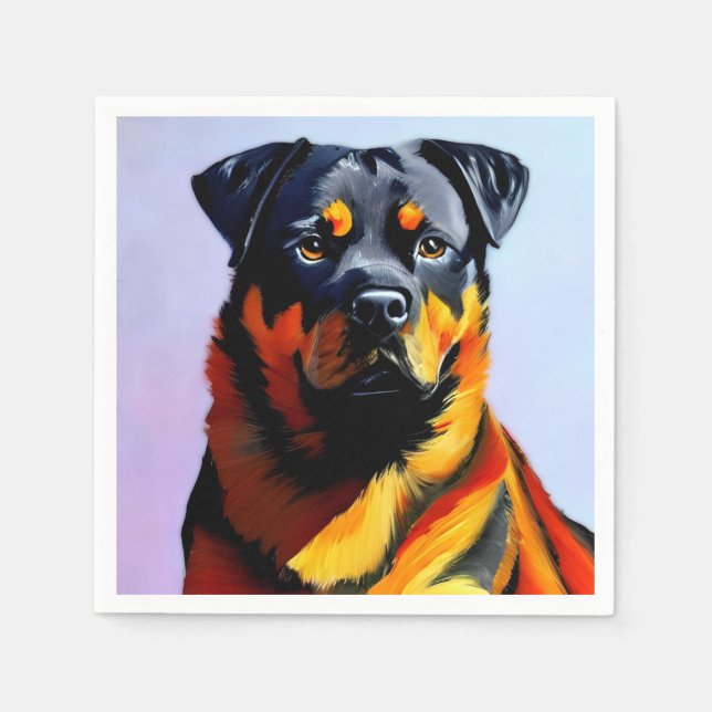 Rottweiler-Malerei Serviette (Vorderseite)