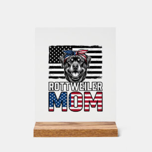 Rottweiler-Mama-patriotisches-vintage-Hunde-Shirt- Acrylschild