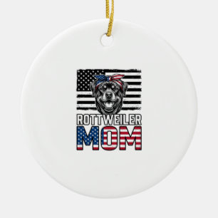 Rottweiler-Mama-patriotisches-vintage-Hunde-Shirt- Keramik Ornament