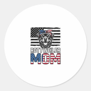Rottweiler-Mama-patriotisches-vintage-Hunde-Shirt- Runder Aufkleber