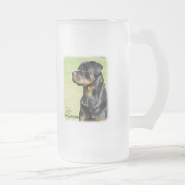 Rottweiler Mattglas Bierglas (Rechts)