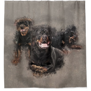 Rottweiler - Metzgerhund Digital Kunst Duschvorhang