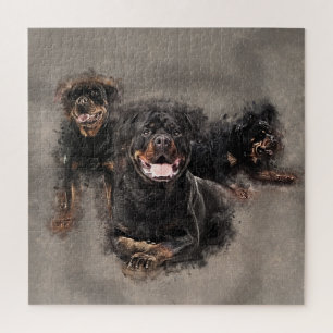 Rottweiler - Metzgerhund Digital Kunst Puzzle