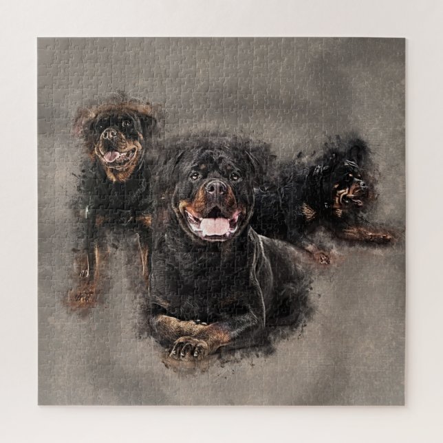Rottweiler - Metzgerhund Digital Kunst Puzzle (Vertikal)