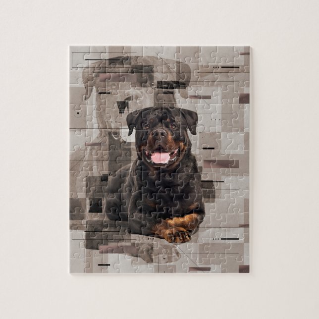 Rottweiler - Metzgerhund Digital Kunst Puzzle (Vertikal)