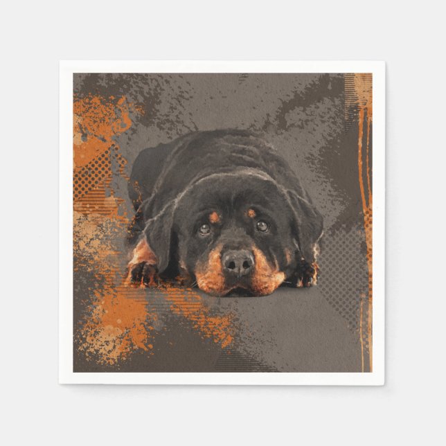 Rottweiler - Metzgerhund Digitale Kunst Serviette (Vorderseite)
