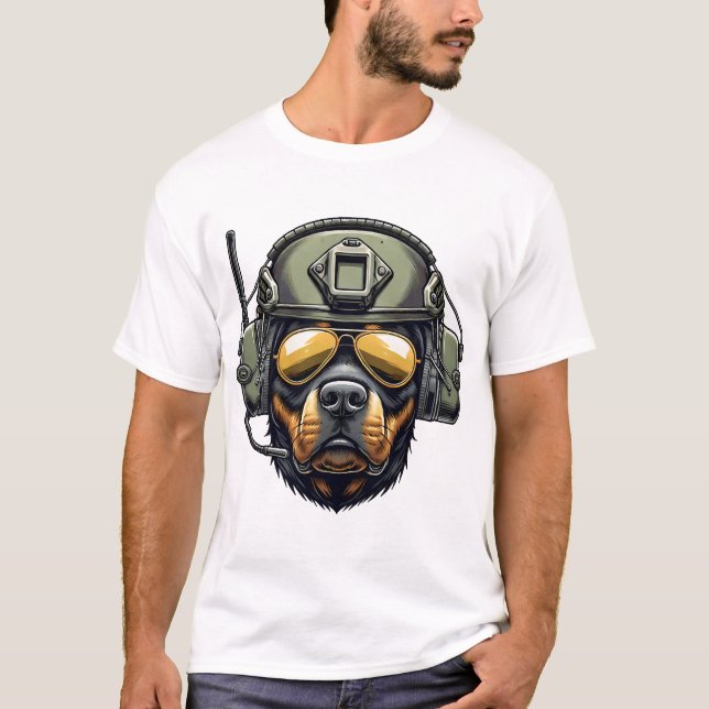 Rottweiler Militärdesign T-Shirt (Vorderseite)