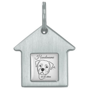 Rottweiler minimalisted Line Art Personalized Tag Tiermarke