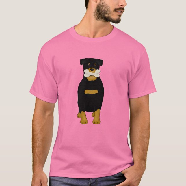Rottweiler mit Knochen-T - Shirt (Vorderseite)