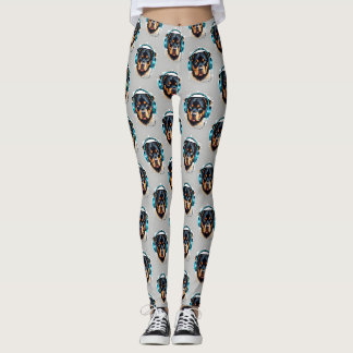 Rottweiler mit Kopfhörern Leggings 4