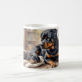 Rottweiler-Mutter-und-Welpen-Tasse – Cozy Geschenk Kaffeetasse