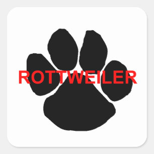 Rottweiler-Namenspfote Quadratischer Aufkleber