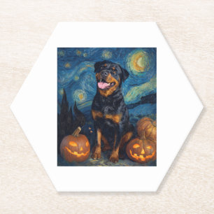 Rottweiler Niedlich Hund Halloween Kürbislaterne P Untersetzer