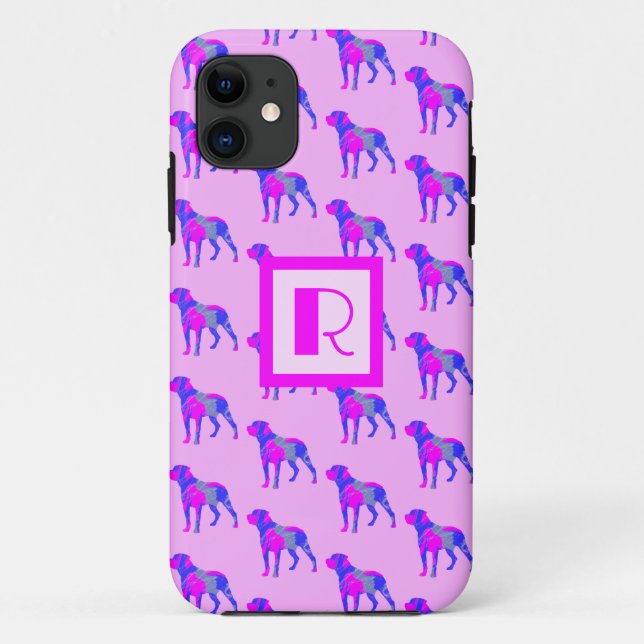 Rottweiler Niedlich Hunde Silhouette Rosa Blau Mon Case-Mate iPhone Hülle (Rückseite)