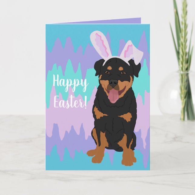 Rottweiler Osterhase Feiertagskarte (Vorderseite)