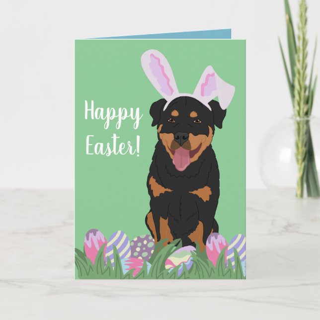 Rottweiler Osterhase Karte (Vorderseite)