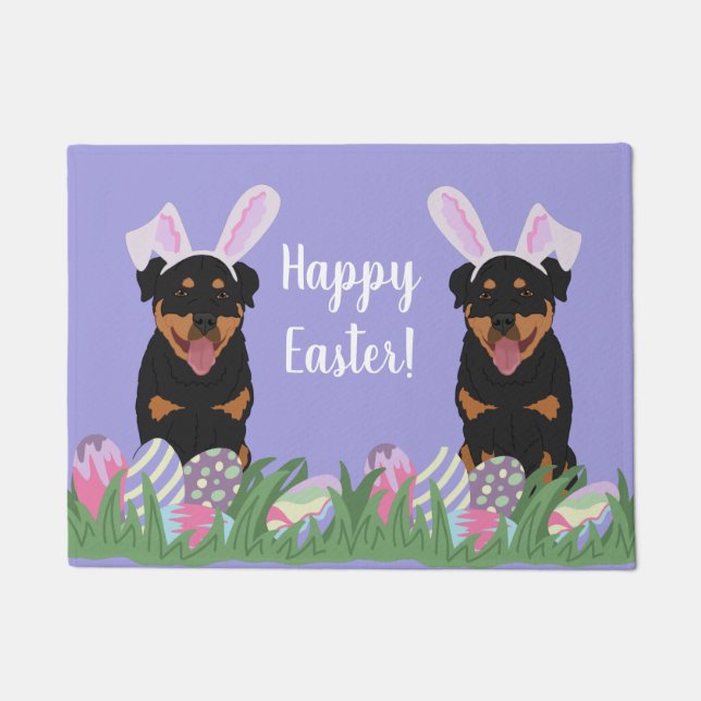 Rottweiler-Ostern individuell anpassbar  Fußmatte (Vorderseite)
