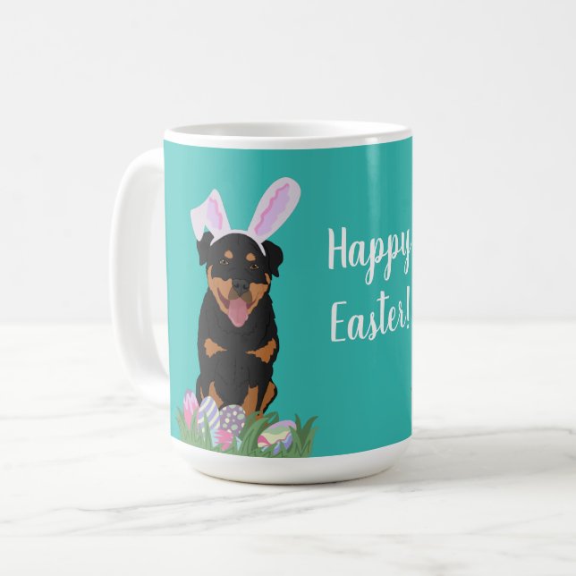 Rottweiler-Ostern individuell anpassbar Kaffeetasse (Vorderseite Links)