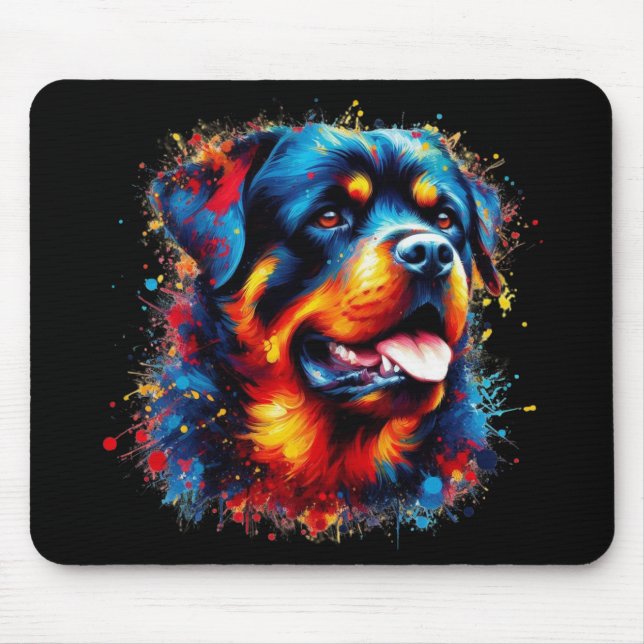 Rottweiler Paint Spritzer Mousepad (Vorne)