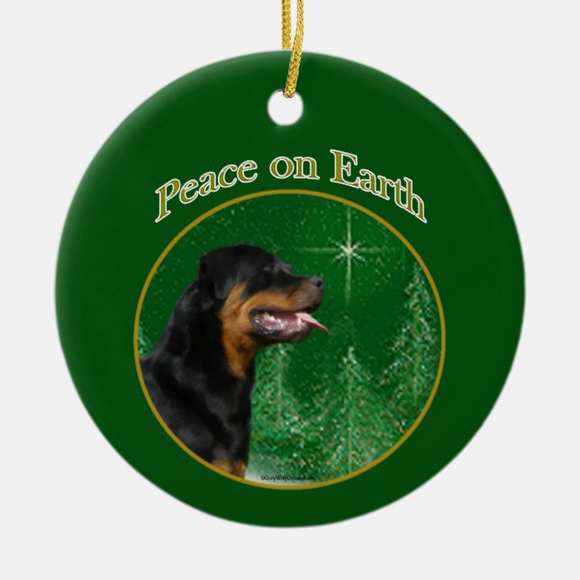 Rottweiler Peace Keramik Ornament (Vorne)