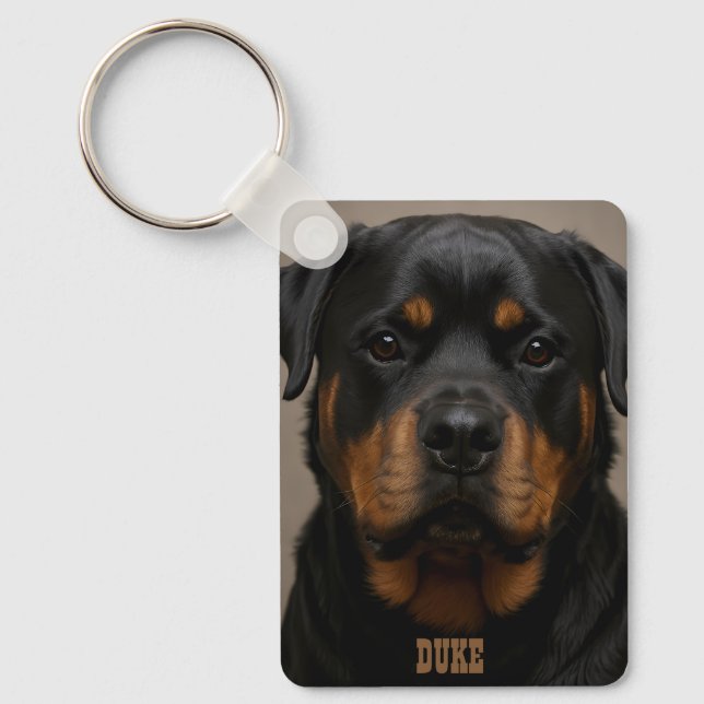 Rottweiler Personalized Photo Name Schlüsselanhänger (Vorderseite)