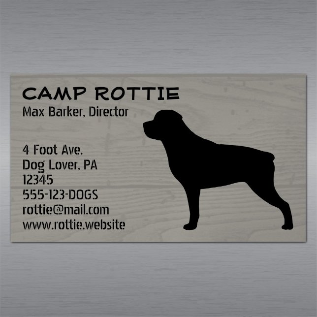 Rottweiler Pet Hund Silhouette | Rottie Rustikal Magnetische Visitenkarte (Von Creator hochgeladen)