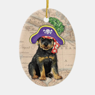 Rottweiler Pirat Keramik Ornament