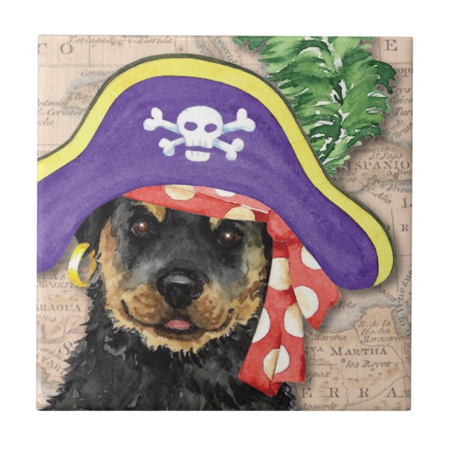 Rottweiler Pirate Fliese (Vorderseite)