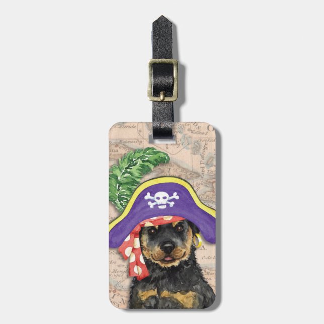 Rottweiler Pirate Luggage Tag Gepäckanhänger (Vorderseite vertikal)