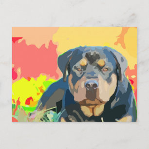 Rottweiler Portrait Painting Postkarte
