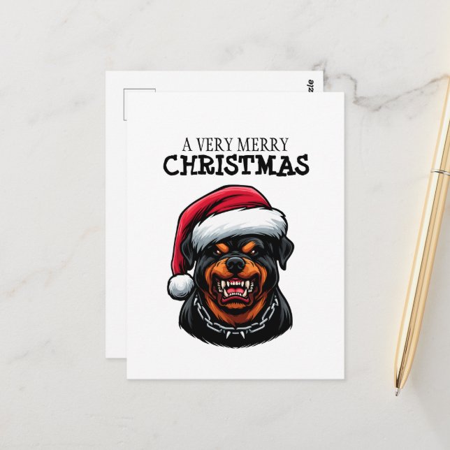 ROTTWEILER POSTCARD FÜR CHRISTMAS POSTKARTE (Vorderseite/Rückseite Beispiel)