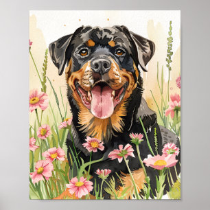 Rottweiler Poster Geschenk für Hunde an der Burg