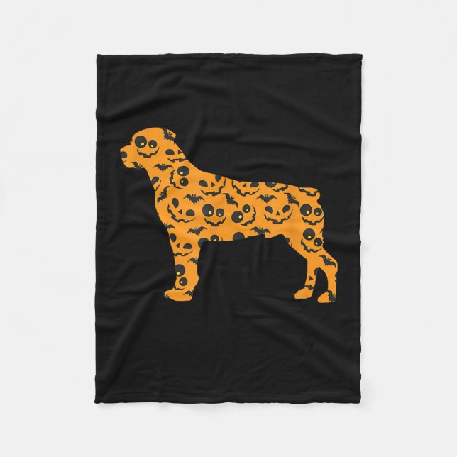 Rottweiler Pumpkin Bat Shape Funny Beängstigend Ha Fleecedecke (Vorderseite)