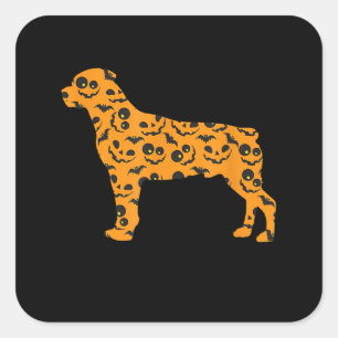 Rottweiler Pumpkin bat shape funny scary halloween Quadratischer Aufkleber