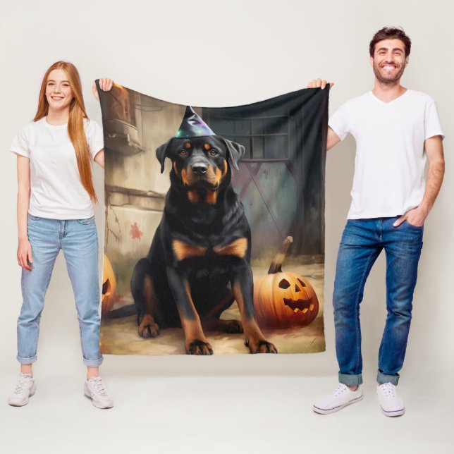 Rottweiler Pumpkins Halloween Beängstigend Fleecedecke (Beispiel)