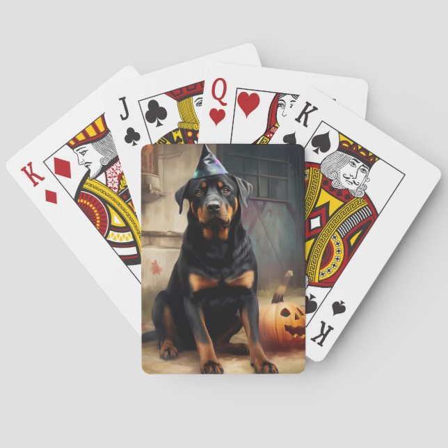 Rottweiler Pumpkins Halloween Beängstigend Spielkarten (Rückseite)