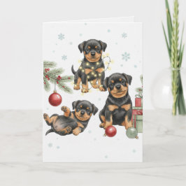 Rottweiler Puppies Christmas Card Karte