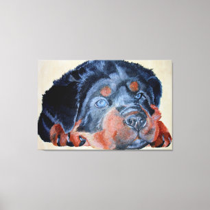 Rottweiler Puppy Artistic Pet Portrait Leinwanddruck