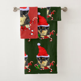 Rottweiler Puppy Christmas Badhandtuch Set