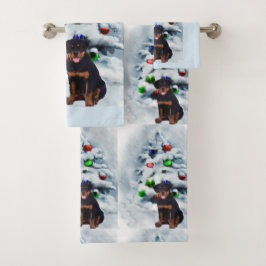 Rottweiler Puppy Christmas Badhandtuch Set