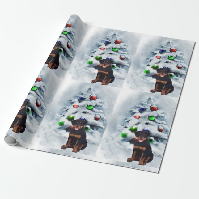 Rottweiler Puppy Christmas Geschenkpapier (Ungerollt)