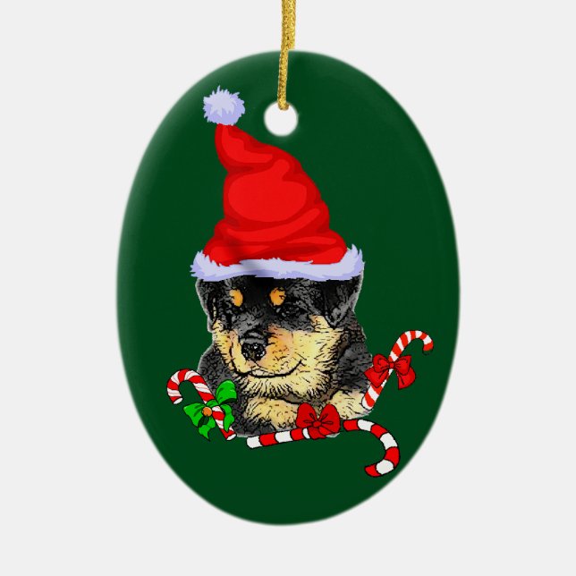 Rottweiler Puppy Christmas Keramik Ornament (Vorne)