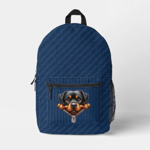 Rottweiler Puppy Denim Tuch Bedruckter Rucksack